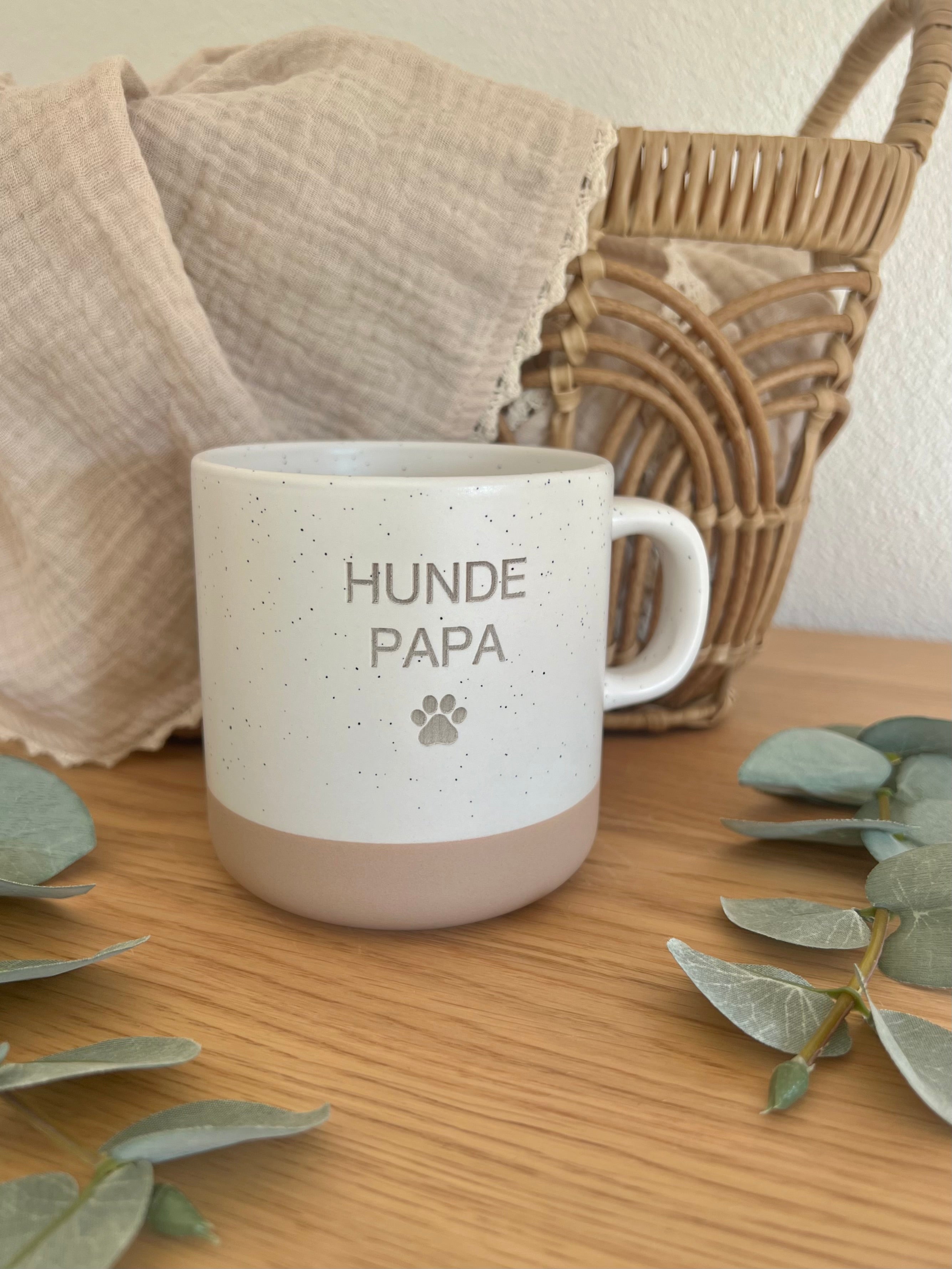 Tasse aus Keramik mit Name, Becher, Kaffeetasse Geschenk Hundeeltern, Hunde Papa, Hunde Mama